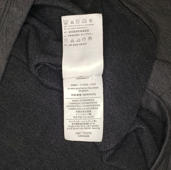 Arc'Teryx Nyara Boatneck Pullover Heather Black Workout Stretch Long Sleeve XS - Picture 9 of 9